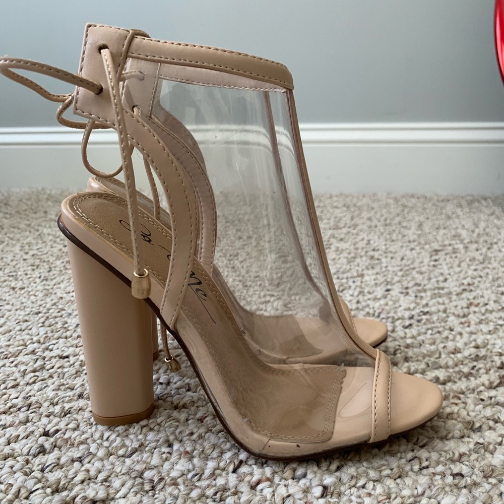 Blush transparent opened toed shoes